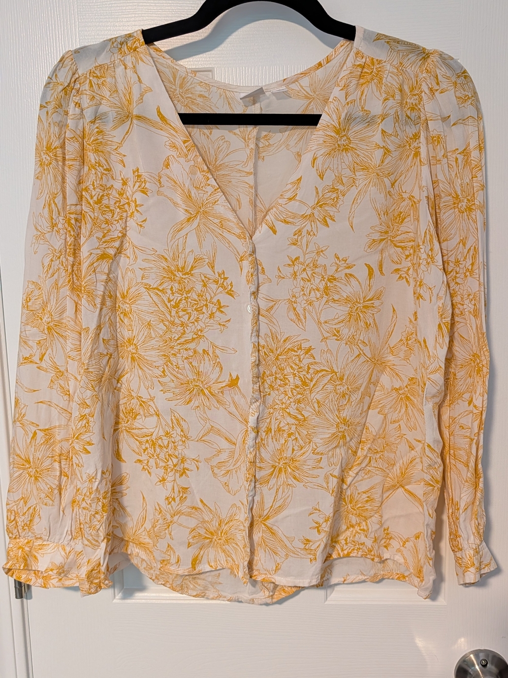 GAP Blouse with Yellow Floral Print